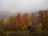 ..... i tylko czasem prześwitują jesienne kolory z parującymi zboczami (foto RM)